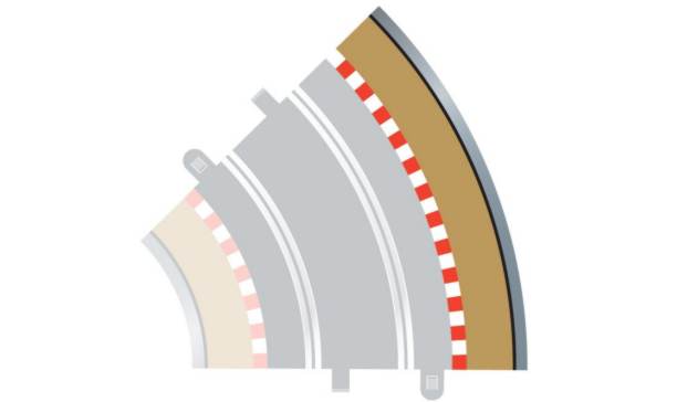 Scalextric track C8228 radius 2 curve outer border and rail