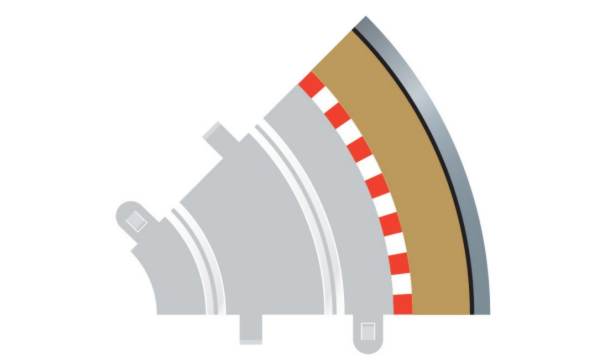 Scalextric track C8240 radius 1 curve outer border and rail